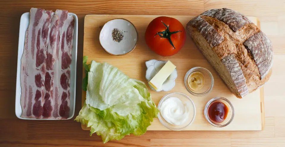製作美式 BLT 三明治所需的食材