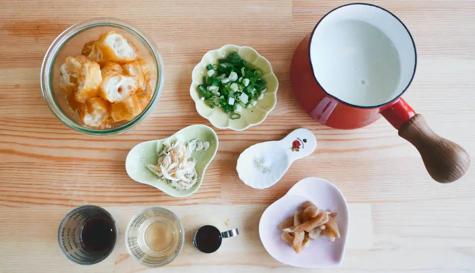 製作鹹豆漿所需的食材
