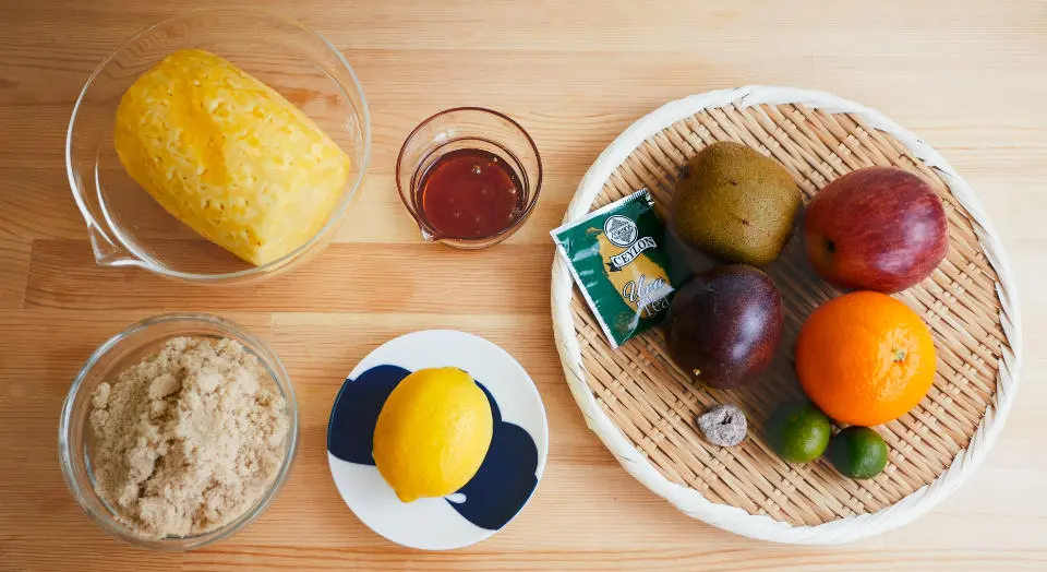 製作冰水果茶所需的食材