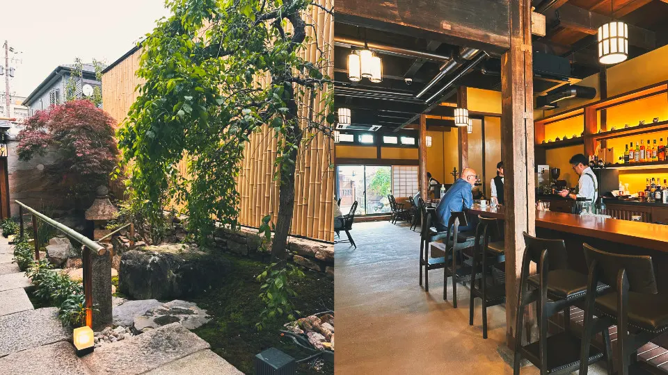 從吧台延伸過去，有一個精心設計的透天開放式庭園