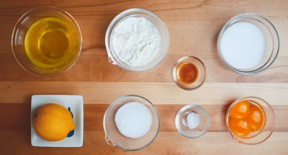 製作水仙花蛋糕所需的食材